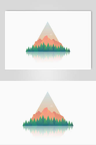 三角手绘扁平清新山峰主题标志素材