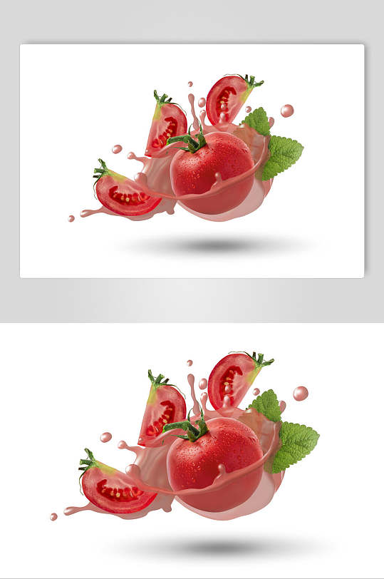 西红柿叶子红浸水水果高清图片