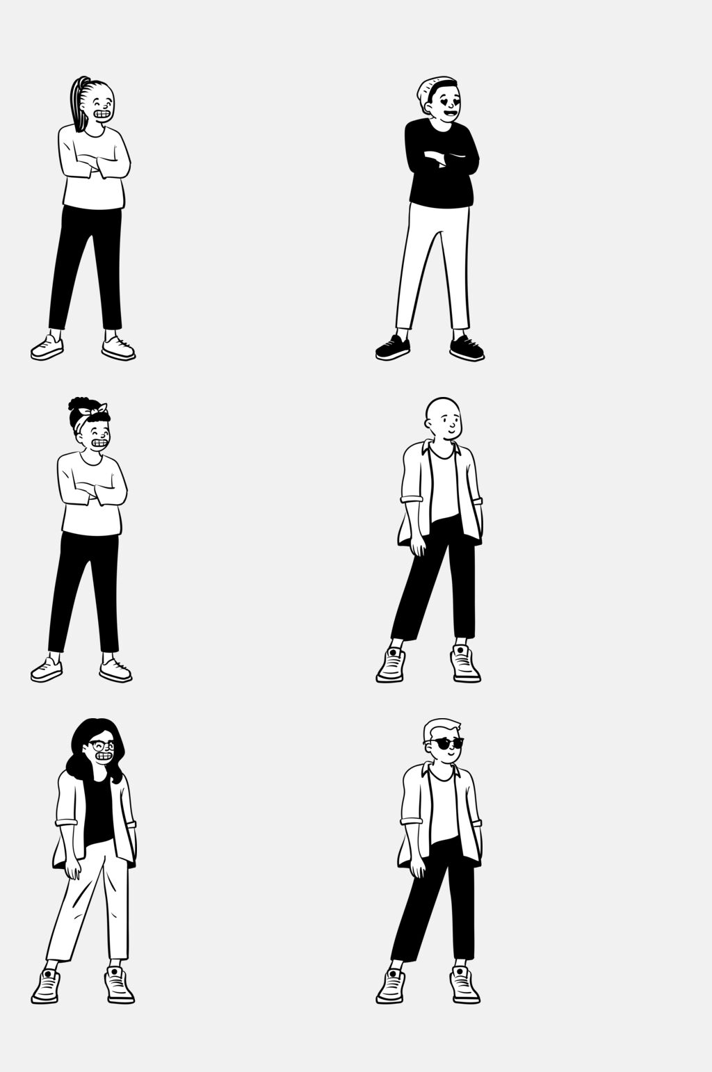 不同男人手绘人物插画免抠素材素材
