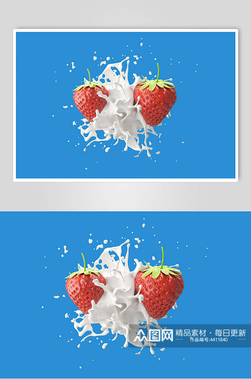 蓝色草莓浸水水果高清图片素材