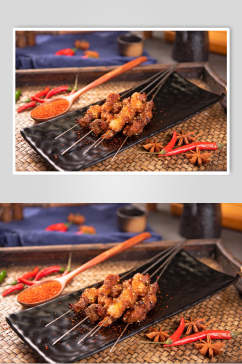 八角辣椒肉串麻辣烧烤图片