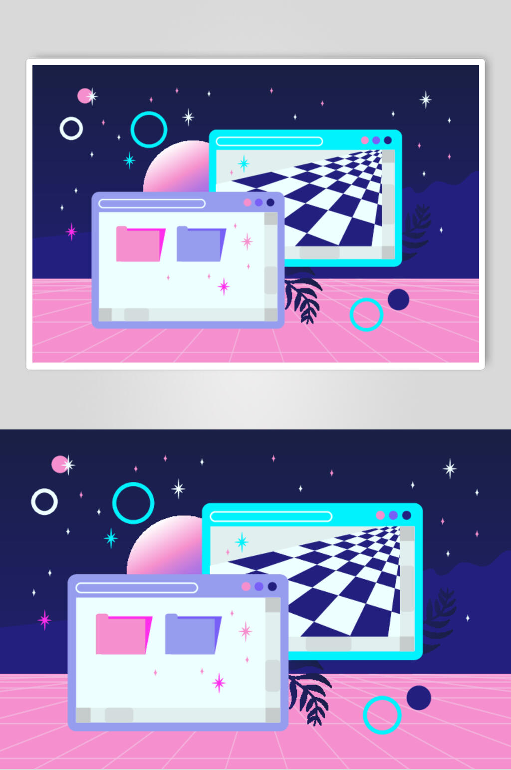 唯美大气格子创意插画电脑桌面矢量素材素材