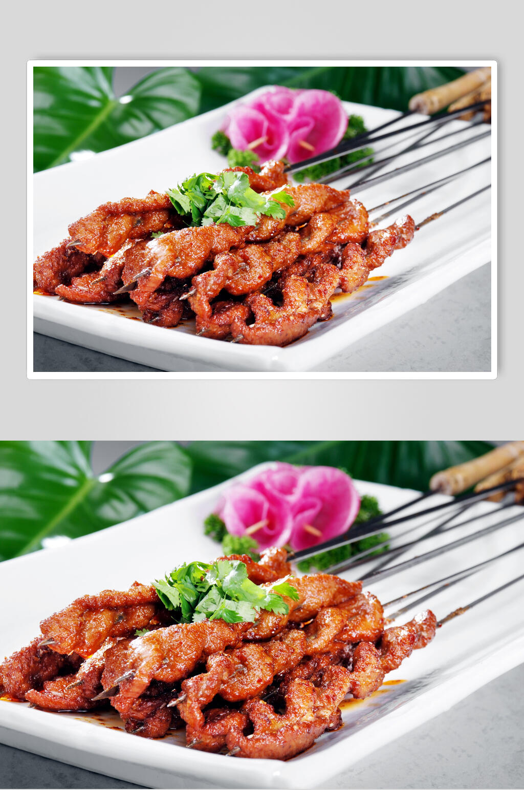 花朵葱花竹签子绿色烧烤串串图片素材