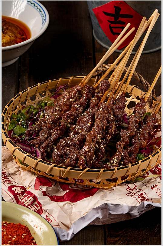 创意牛肉烤串图片