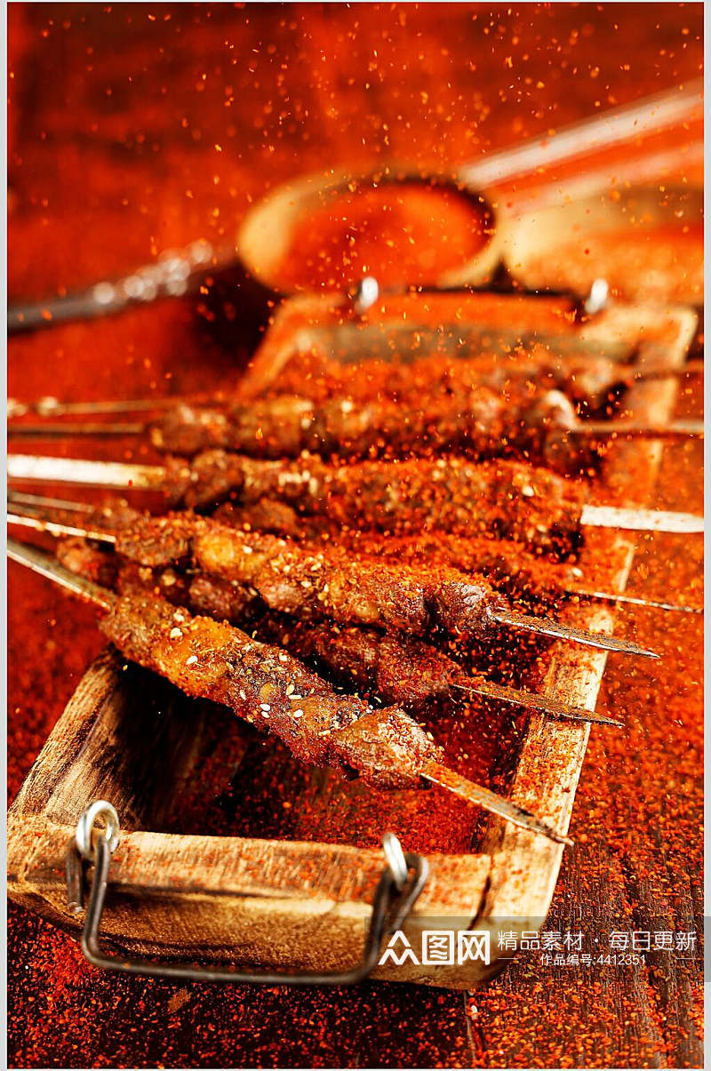 木烤架香辣烤羊肉烧烤烤肉图片素材