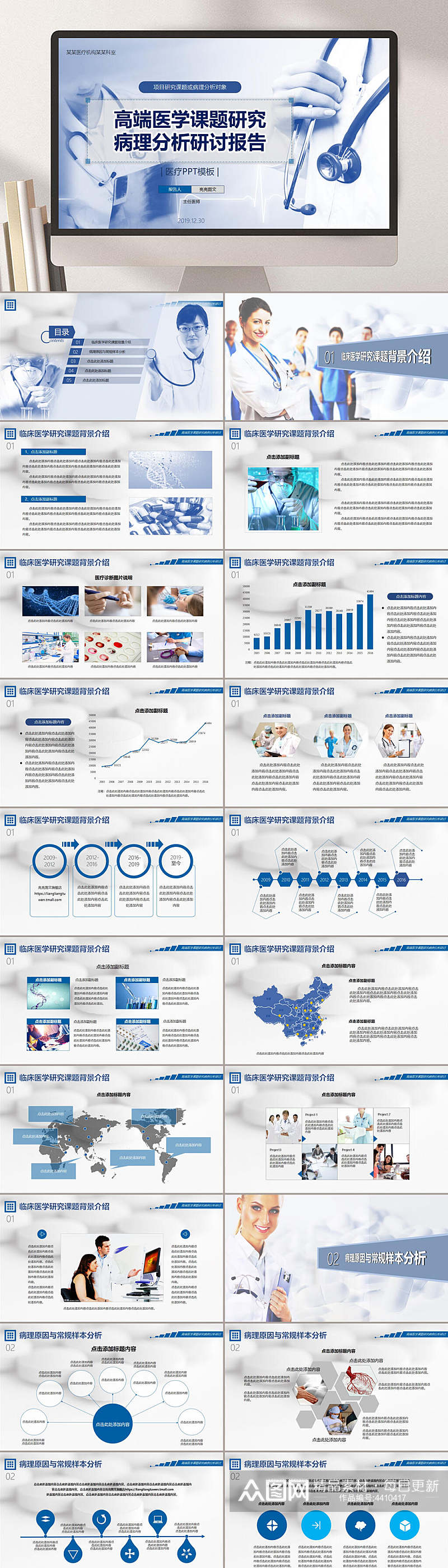 高端医学课题研究医疗工作汇报PPT素材