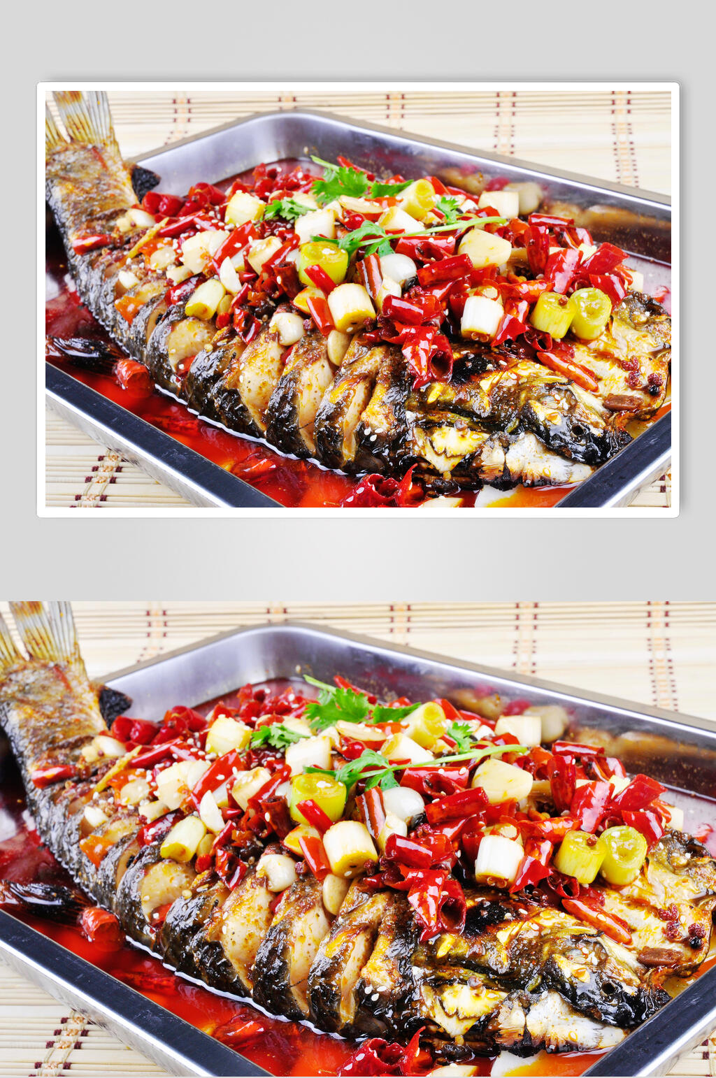 美味蒜头烤鱼图片素材