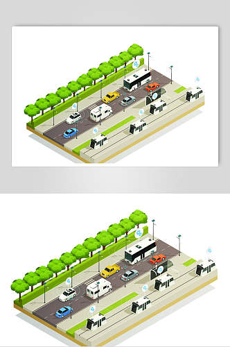 创意大气立体城市交通矢量素材