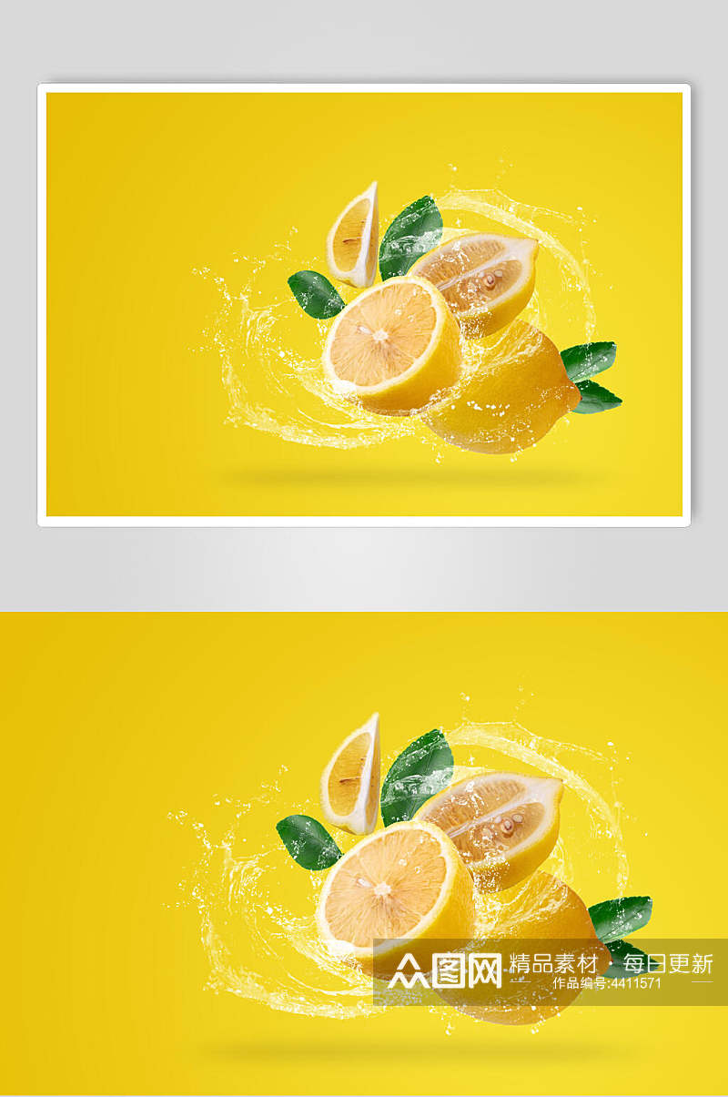黄色柠檬浸水水果高清图片素材