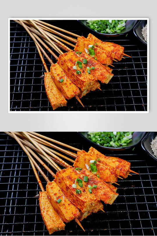 烧烤豆腐串美食图片