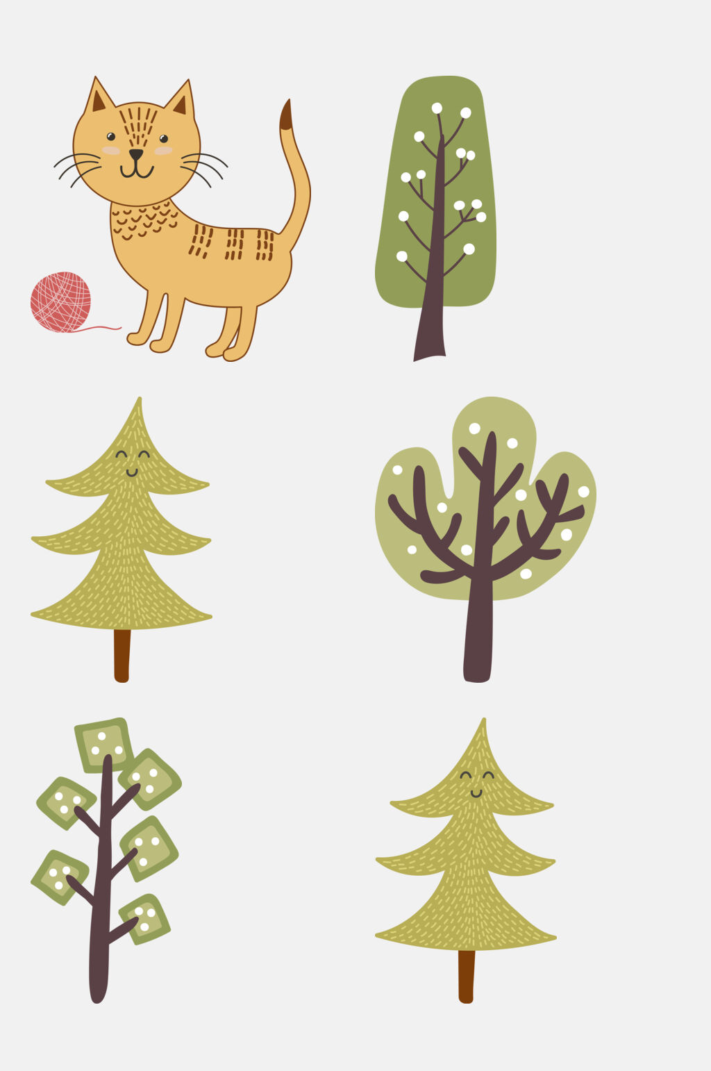 猫咪可爱卡通动植物字母免抠素材素材