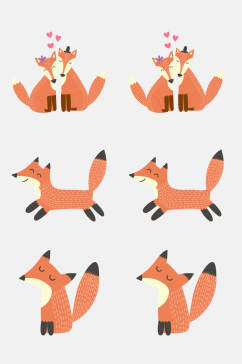 狐狸爱心可爱卡通动植物字母免抠素材