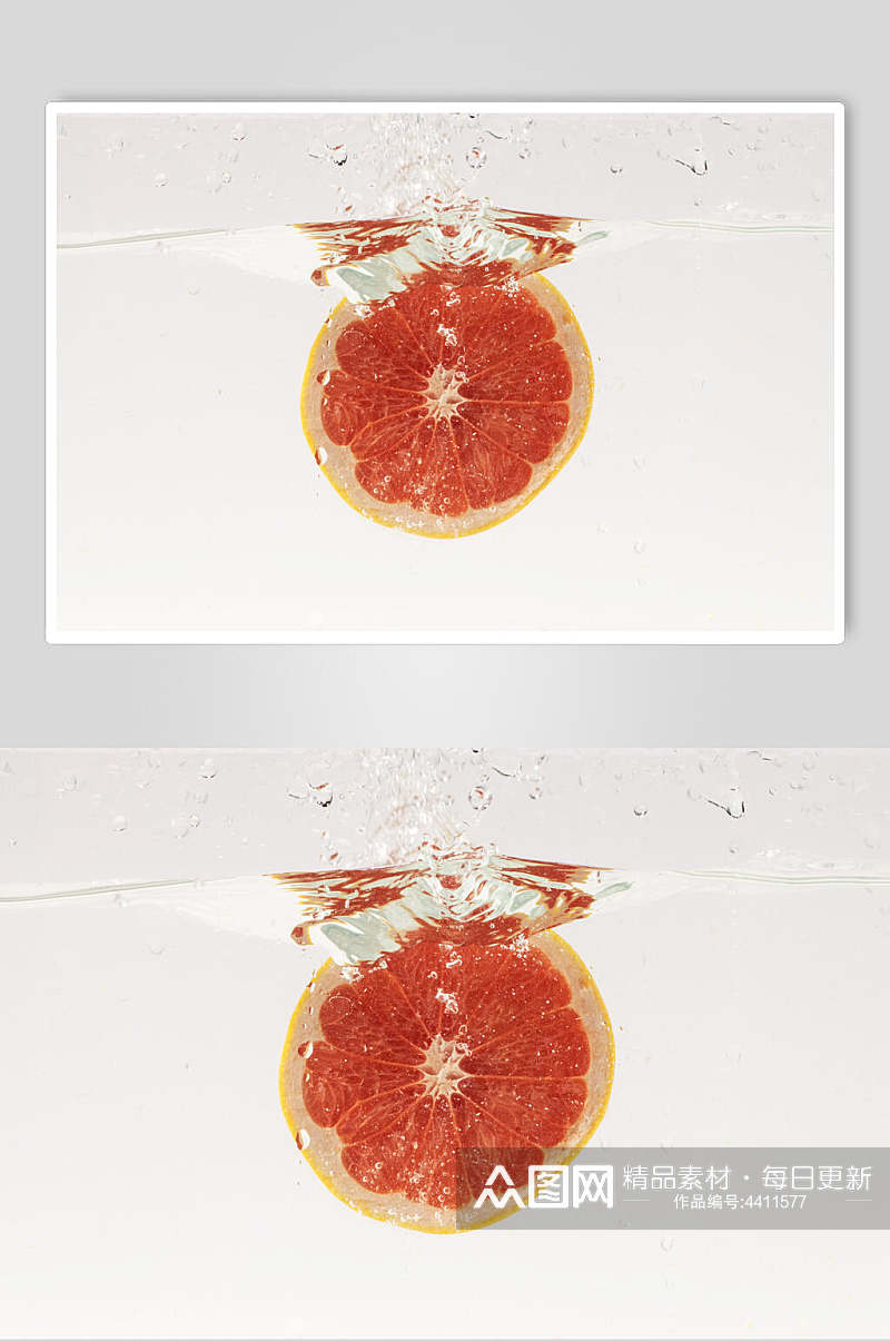 创意西柚浸水水果高清图片素材