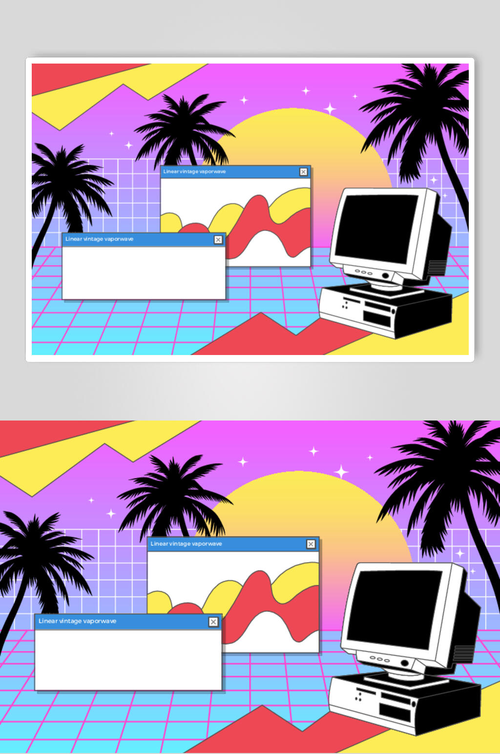 线条树木创意插画电脑桌面矢量素材素材