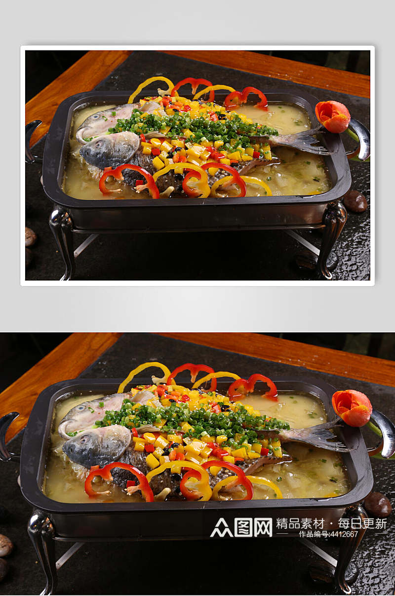 大气辣椒圈美味烤鱼图片素材