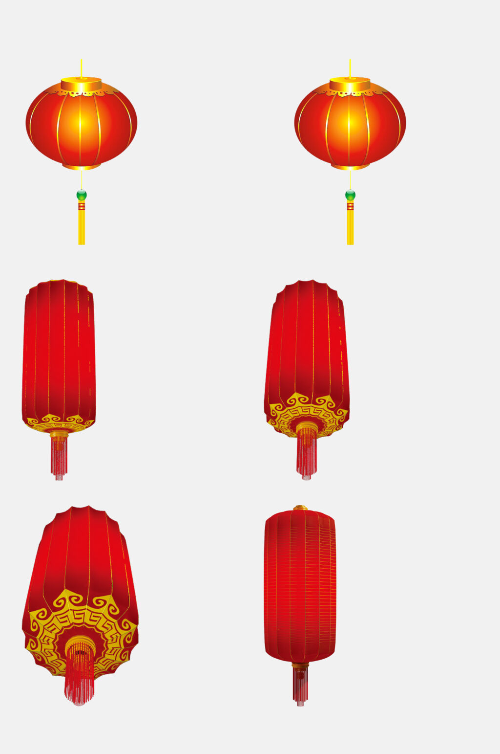 祥云大气新年灯笼鞭炮免抠素材素材
