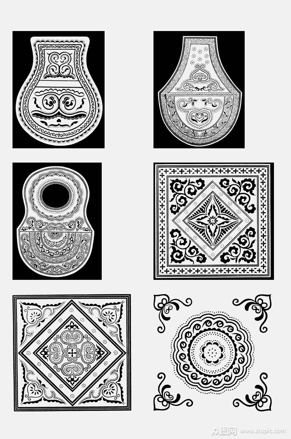 精美时尚祥云苗族蜡染图案免抠素材素材