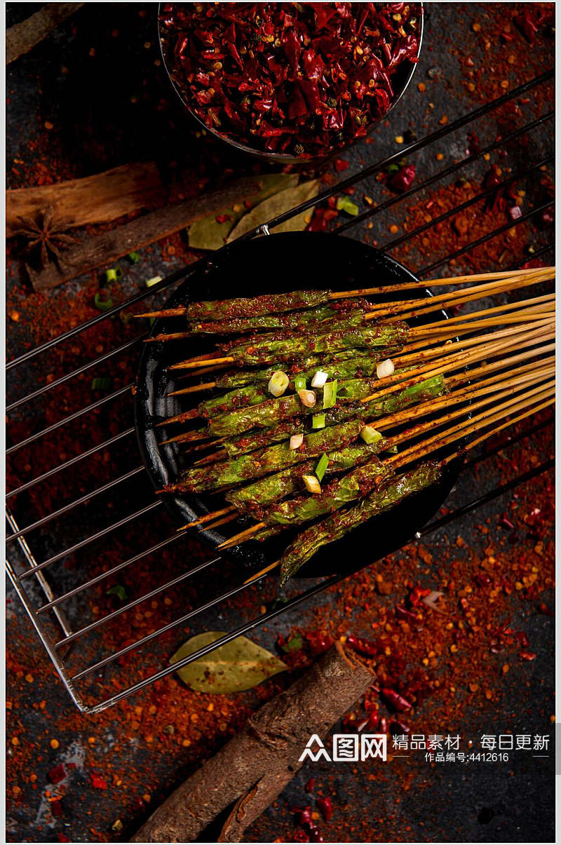 辣椒面豇豆美食烤肉图片素材
