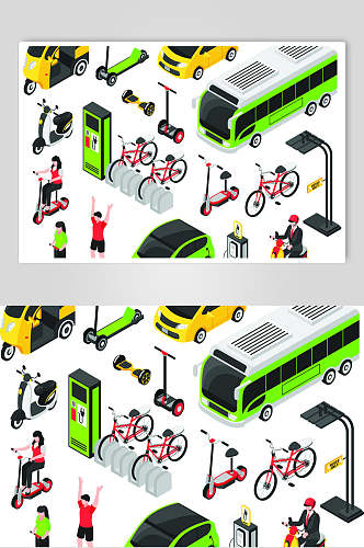 唯美大气自行车城市交通矢量素材