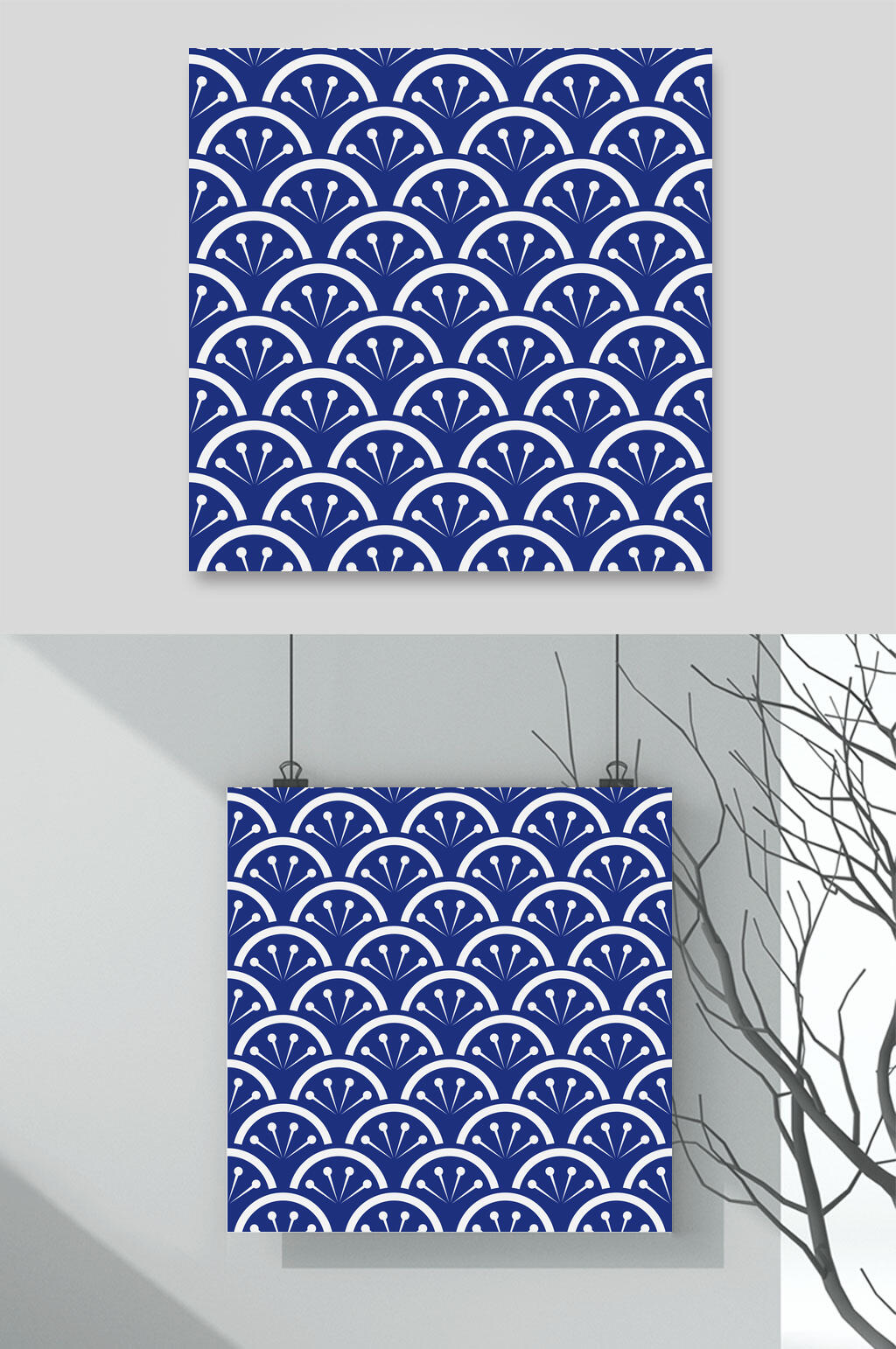 经典蓝色古典底纹图案矢量素材素材