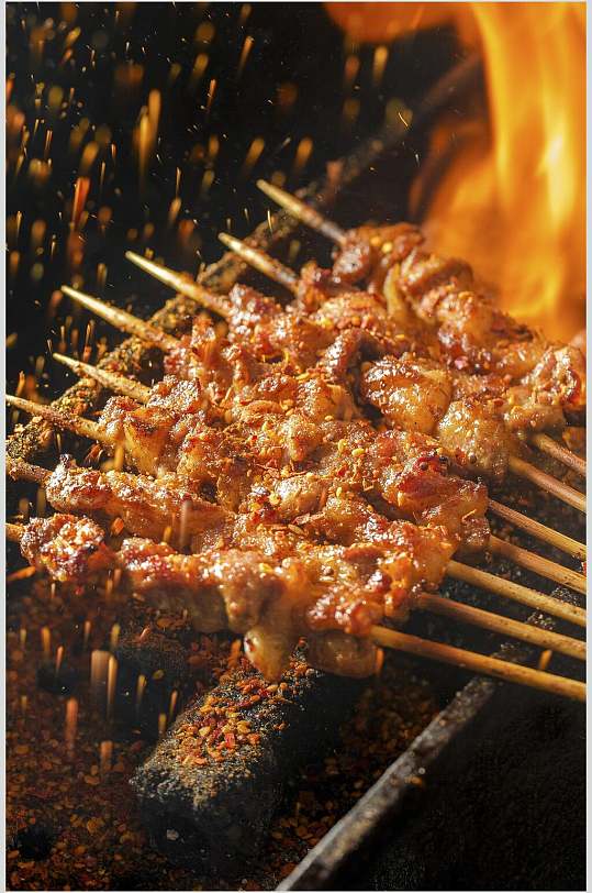 羊肉串烤肉美食夜市烧烤图片