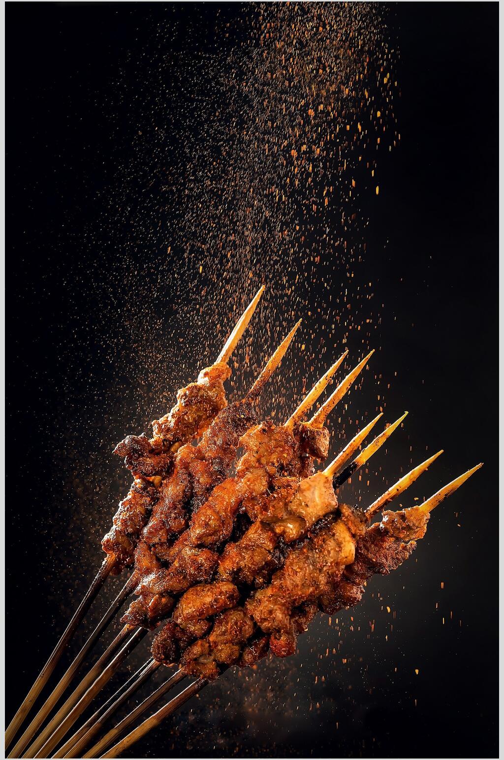 创意羊肉串夜市烤肉图片素材