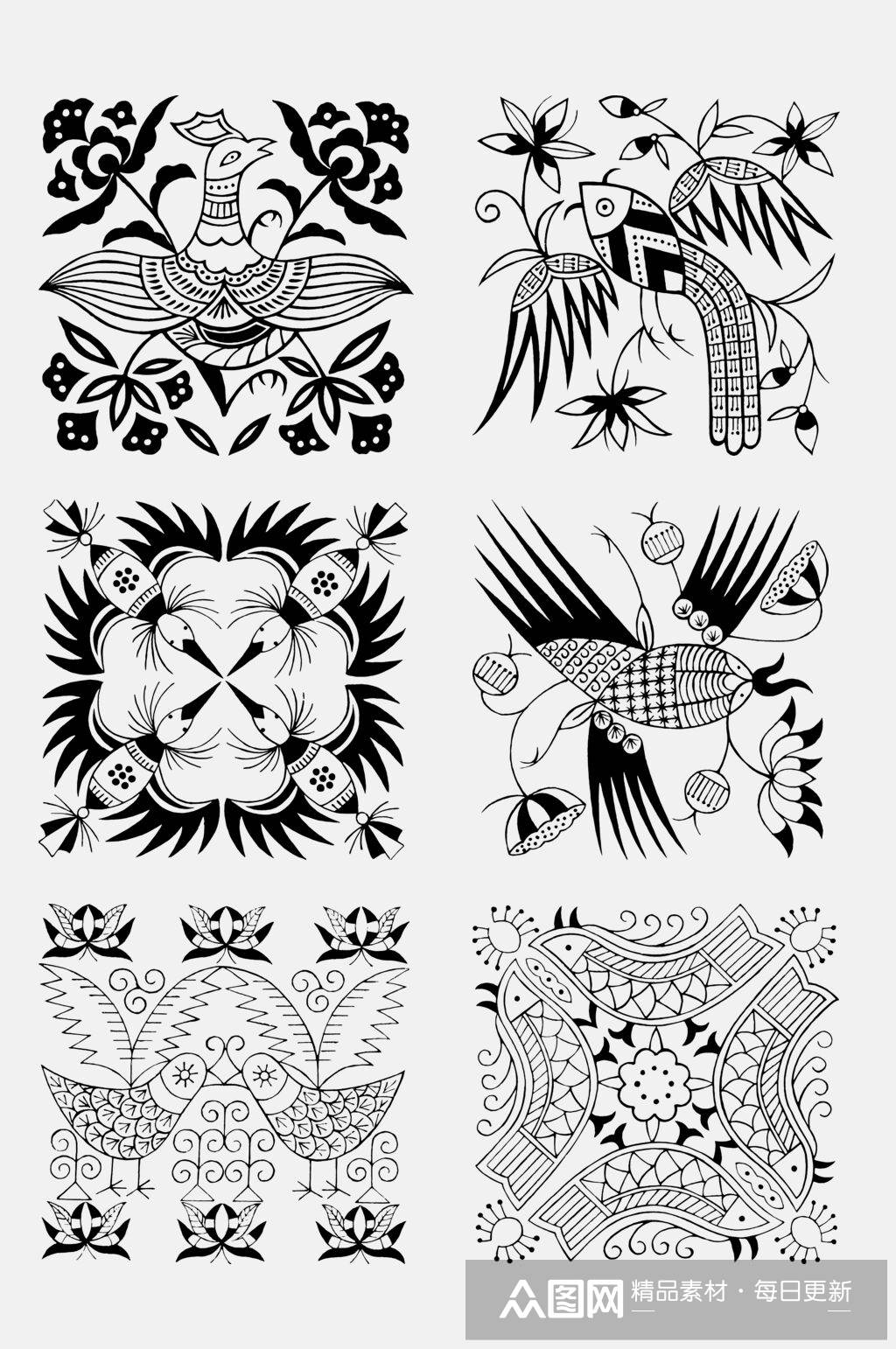 创意大气对称苗族蜡染图案免抠素材素材