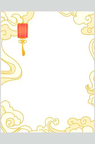 灯笼黄色清新素雅国潮风边框背景
