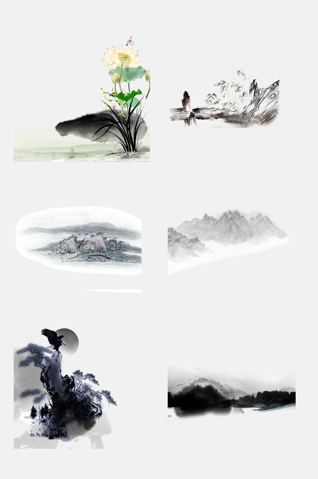 水墨中国风山水免抠素材素材