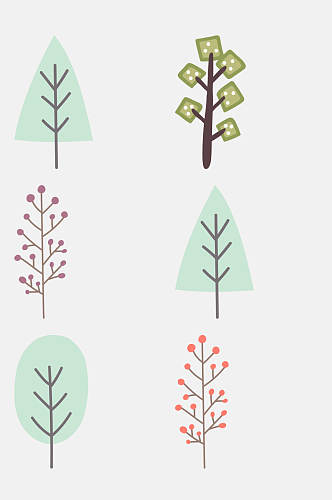 小树可爱卡通动植物字母免抠素材