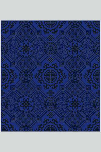 黑蓝简约时尚古典底纹图案矢量素材