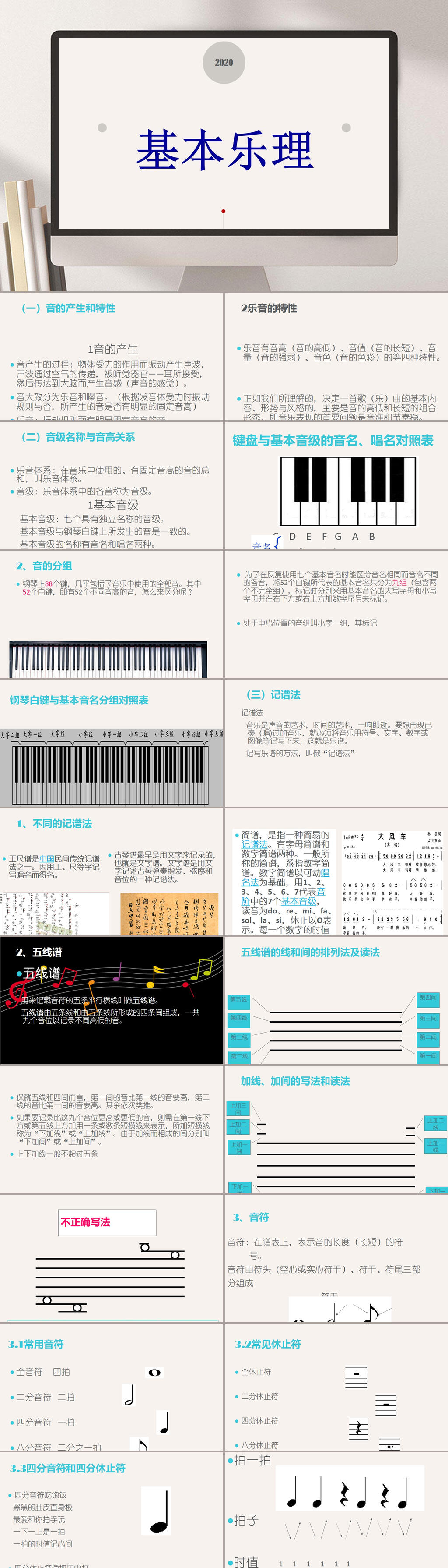 单色乐理主题教师教学课件PPT素材
