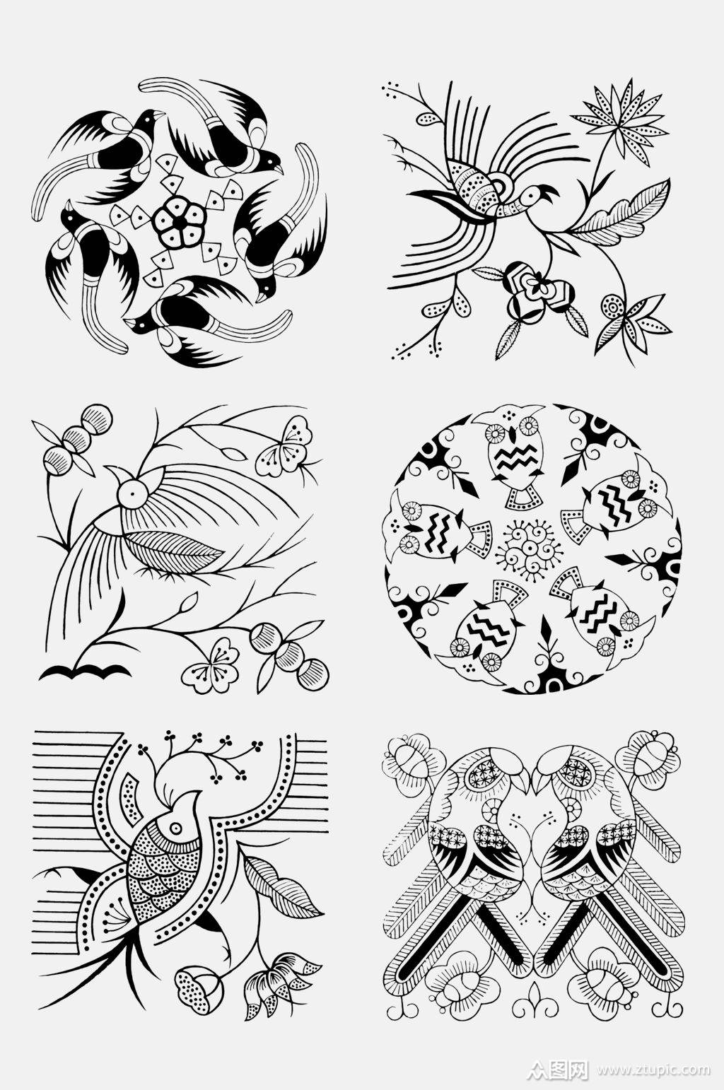 创创意蝴蝶苗族蜡染图案免抠素材素材