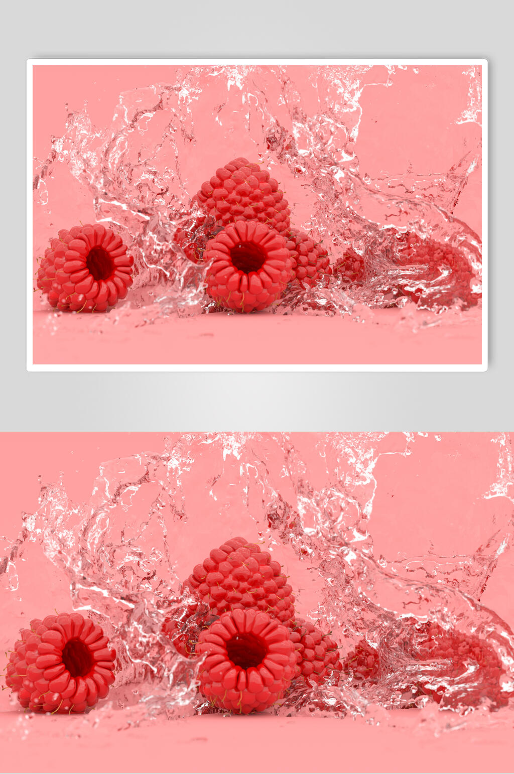 树莓浸水水果高清图片素材