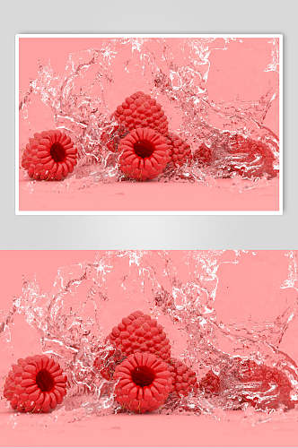 树莓浸水水果高清图片