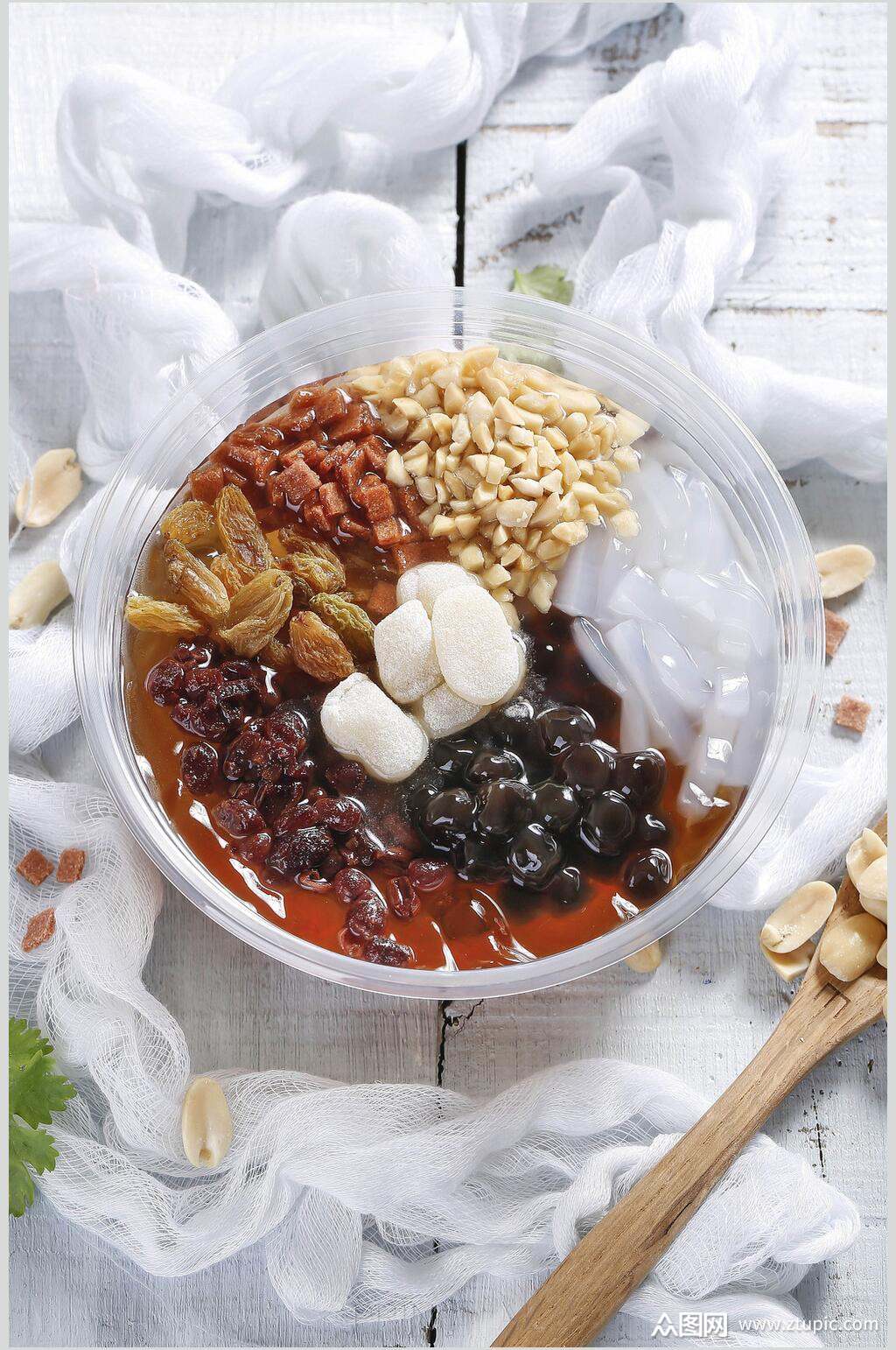 创意椰果花生碎小吃冰粉图片素材