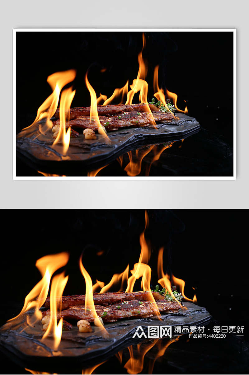肉排火焰烤肉串图片素材