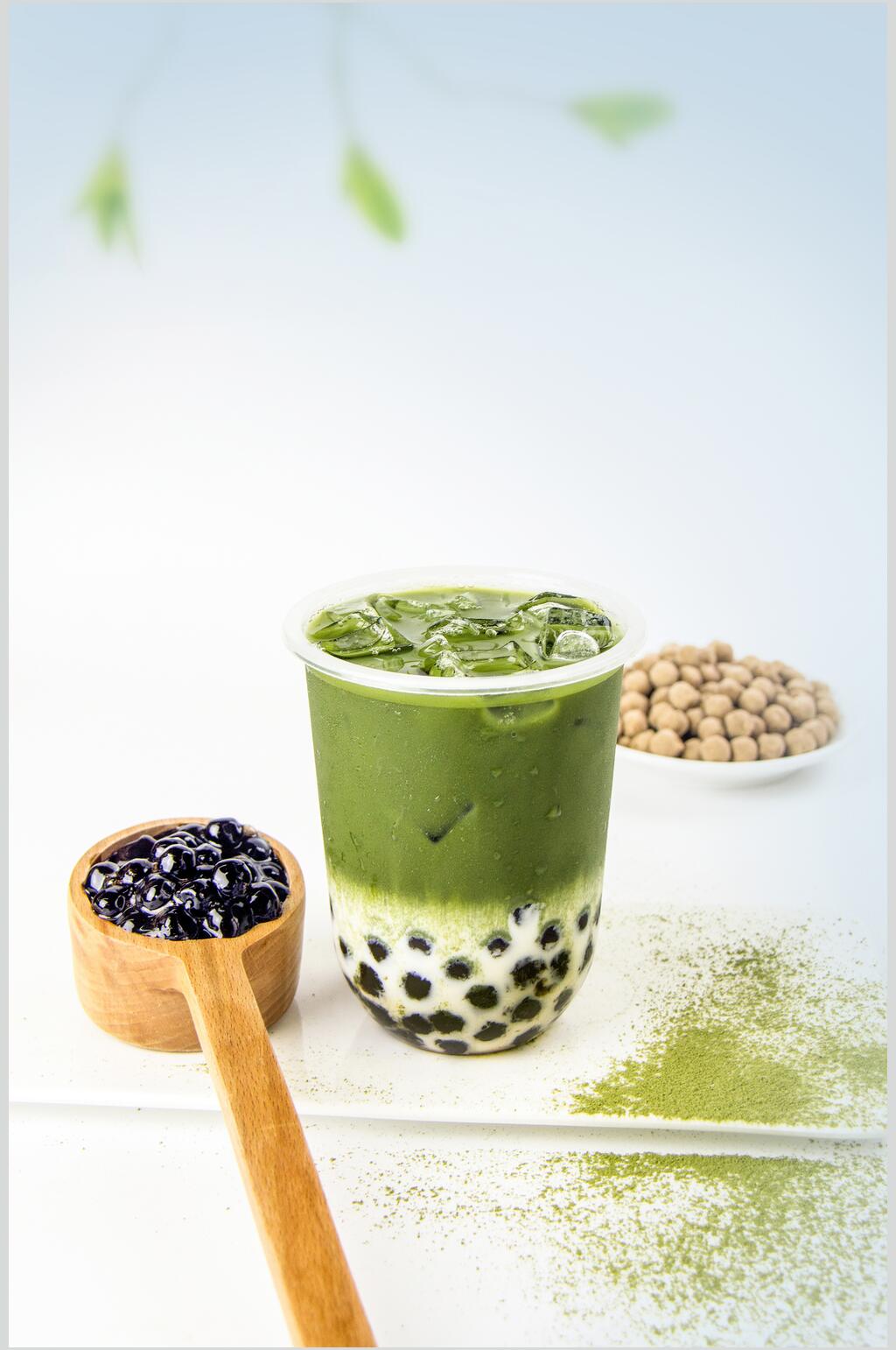 珍珠勺子美味饮品创意摆拍图片素材