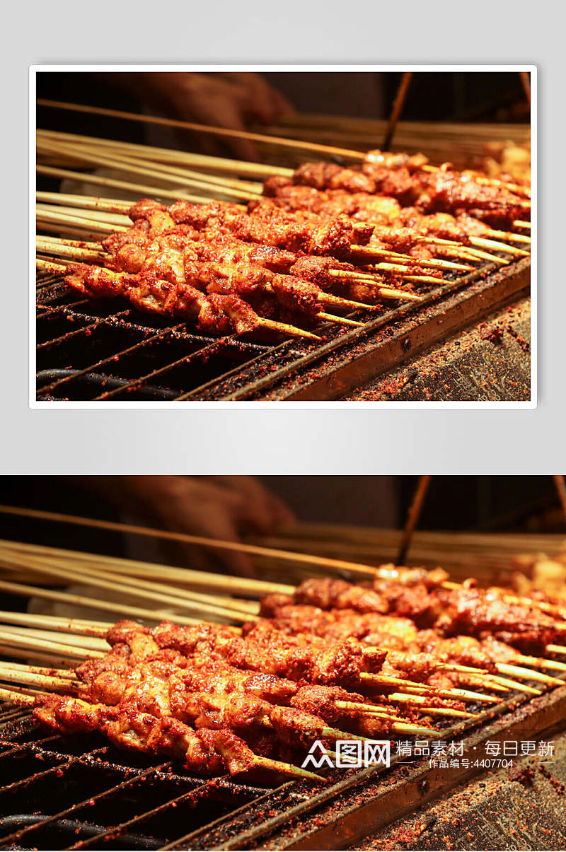 羊肉串烧烤肉串图片素材