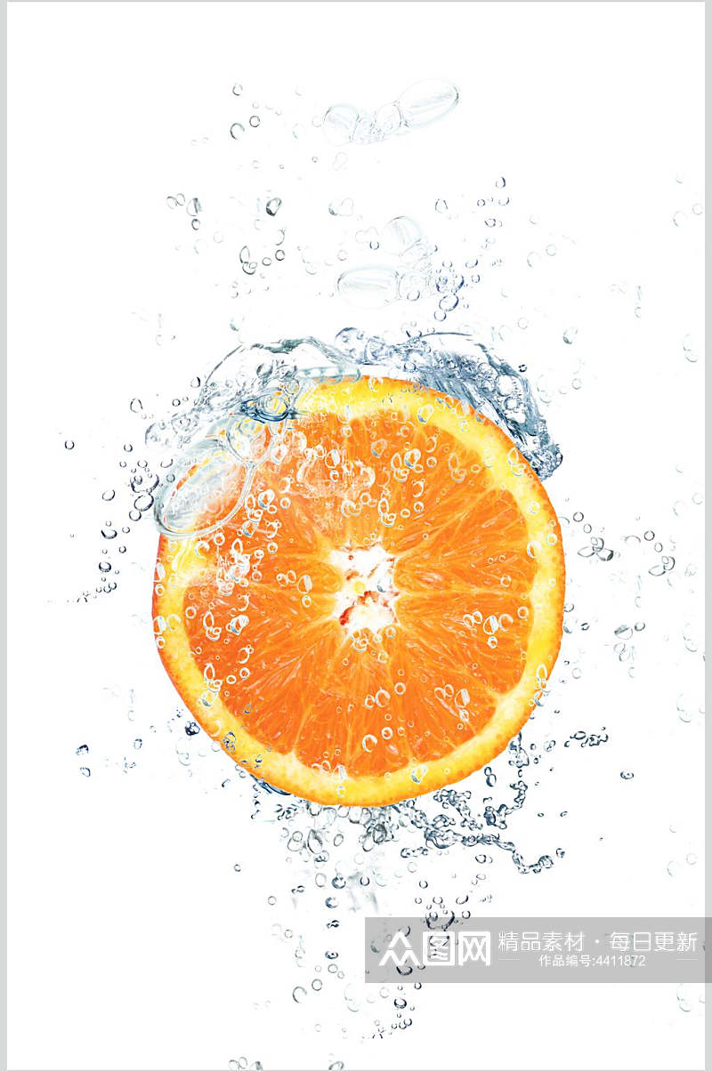橙子切片浸水水果高清图片素材