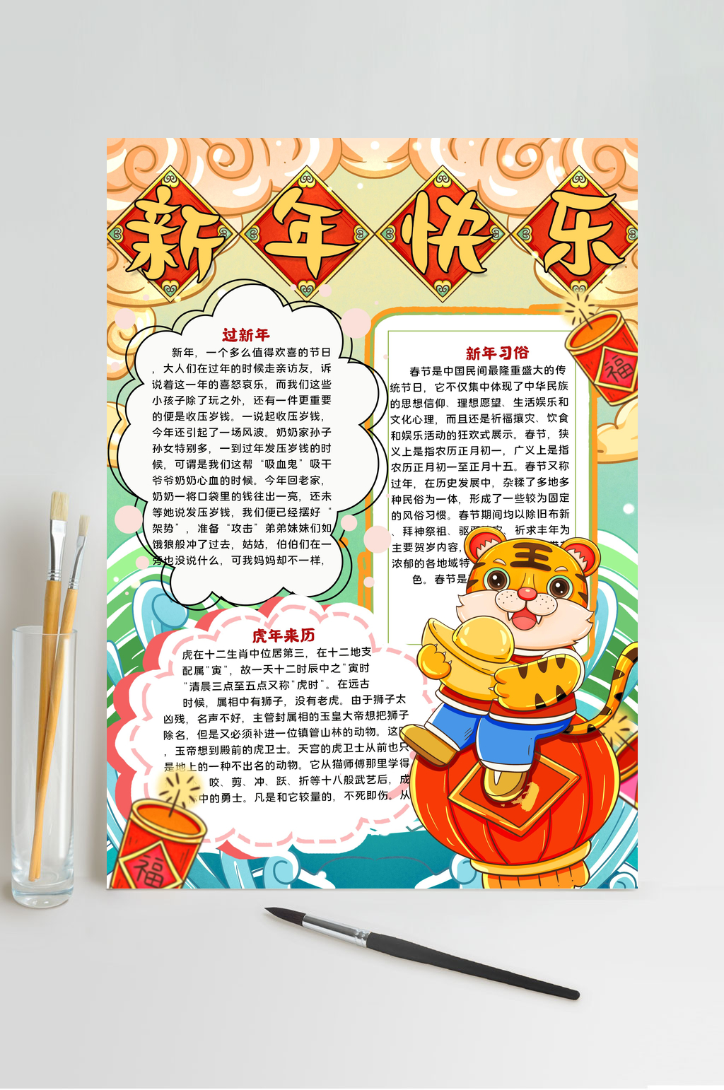 新年快乐虎年小报素材