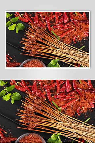 辣椒肉烧烤串串图片