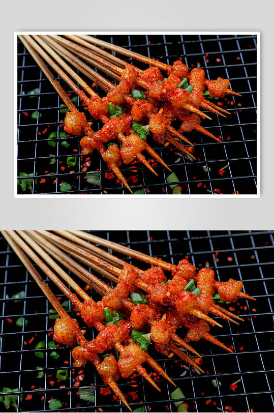 近景高清牛油串黄烧烤美食图片