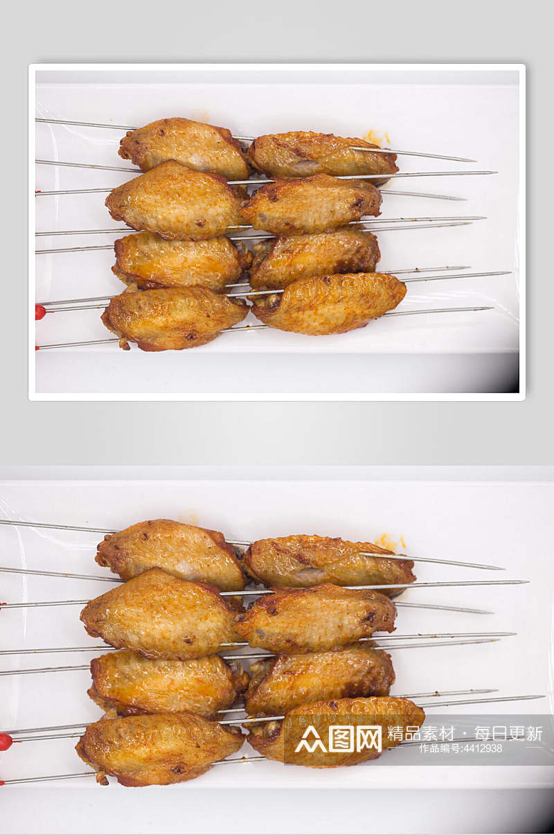 四串鸡中翅烧烤串串图片素材
