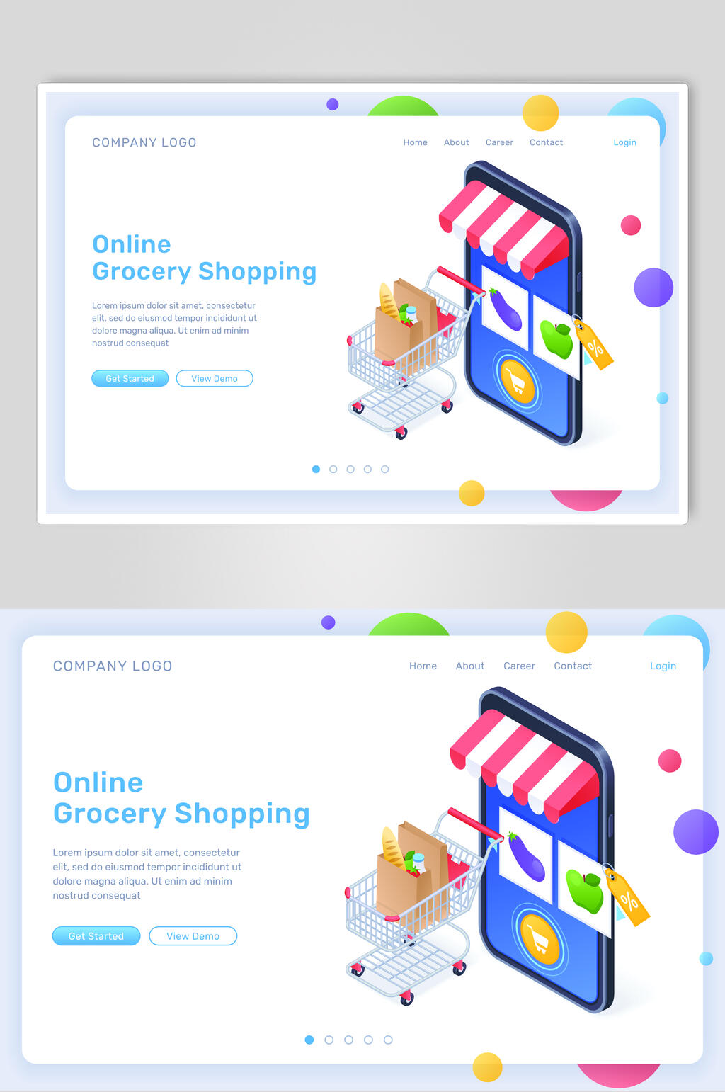 简约手机清新网购生活插画矢量素材素材
