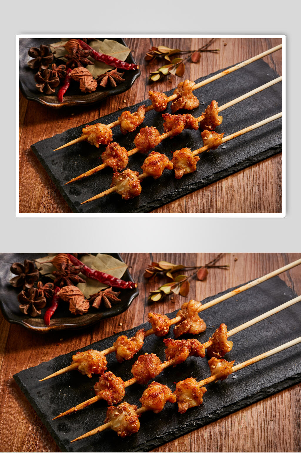 香料肉块石板烧烤图片素材