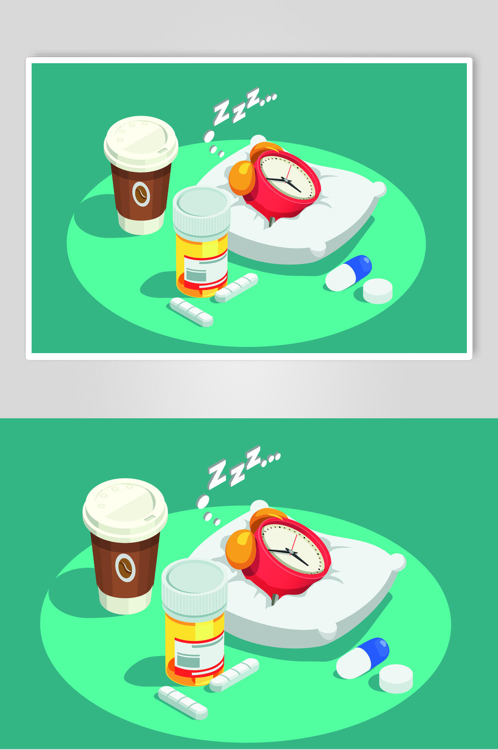 绿色时钟胶囊休息睡眠矢量素材素材