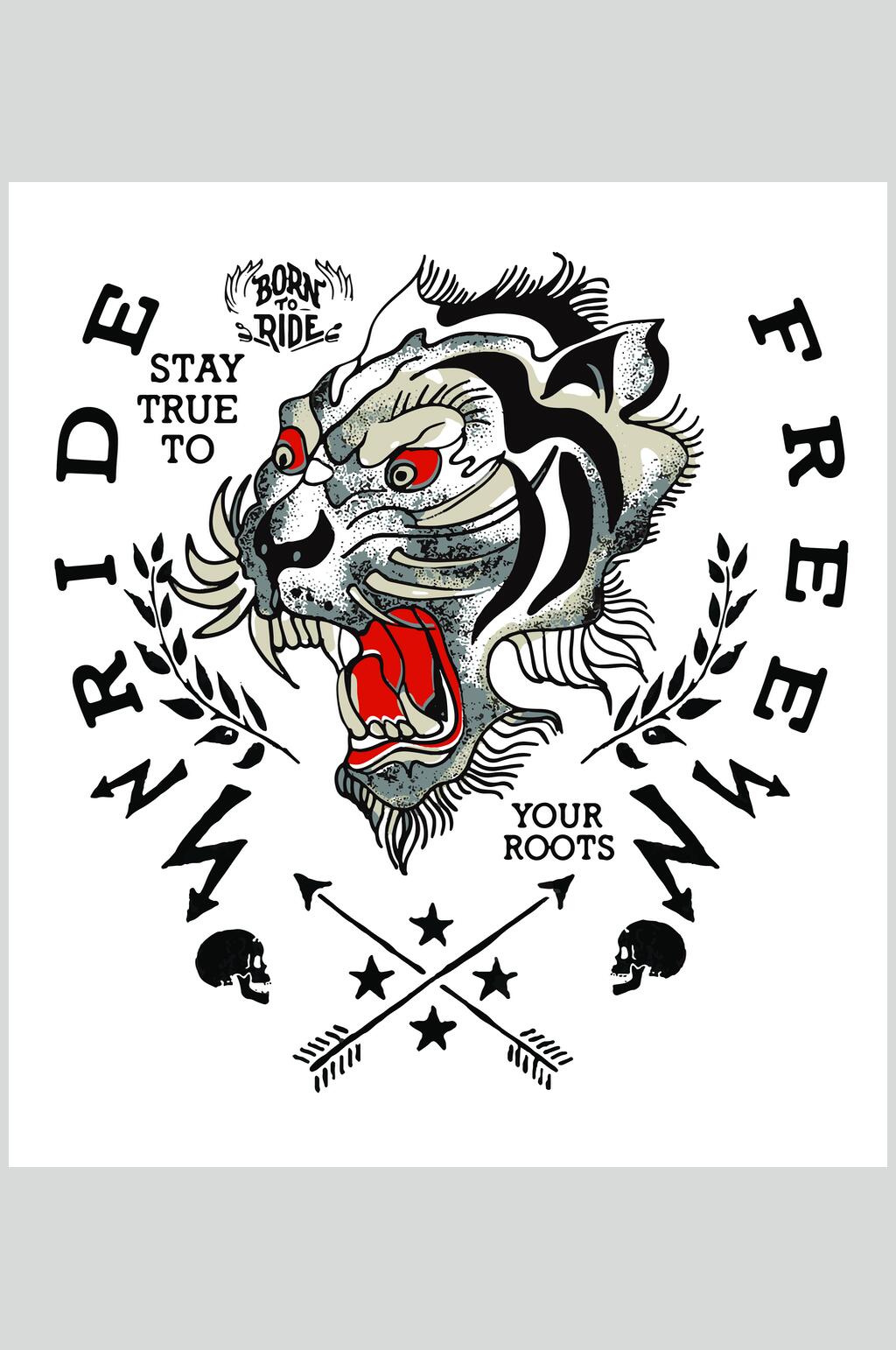 红眼老虎龙纹虎纹矢量素材素材