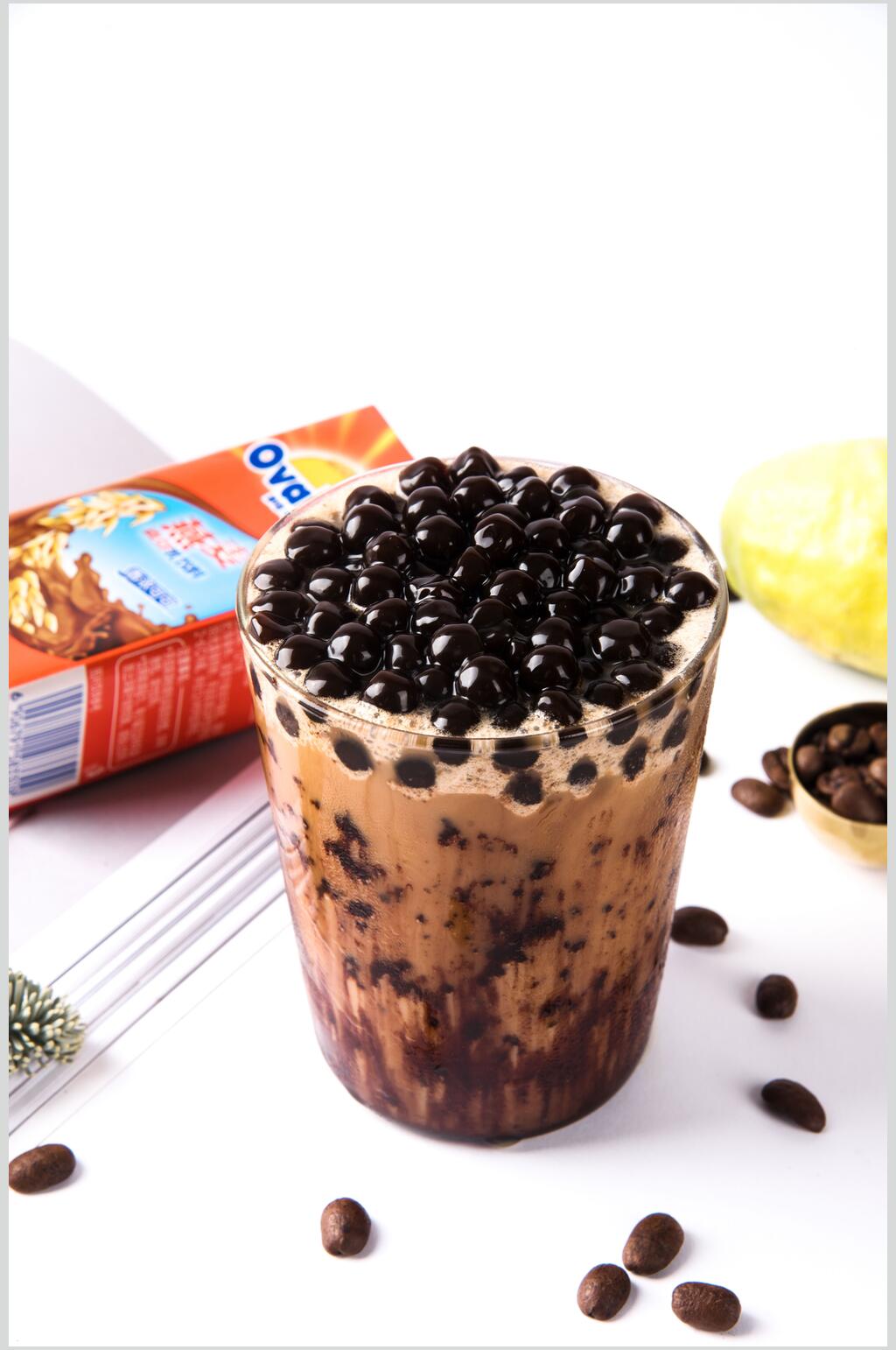 盒子珍珠简约美味饮品创意摆拍图片素材