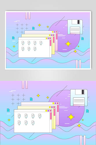 信封蓝紫创意插画电脑桌面矢量素材